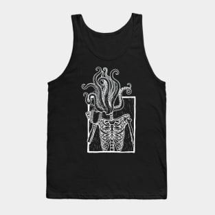 Coffee drinking skeleton with tentacle head Tank Top